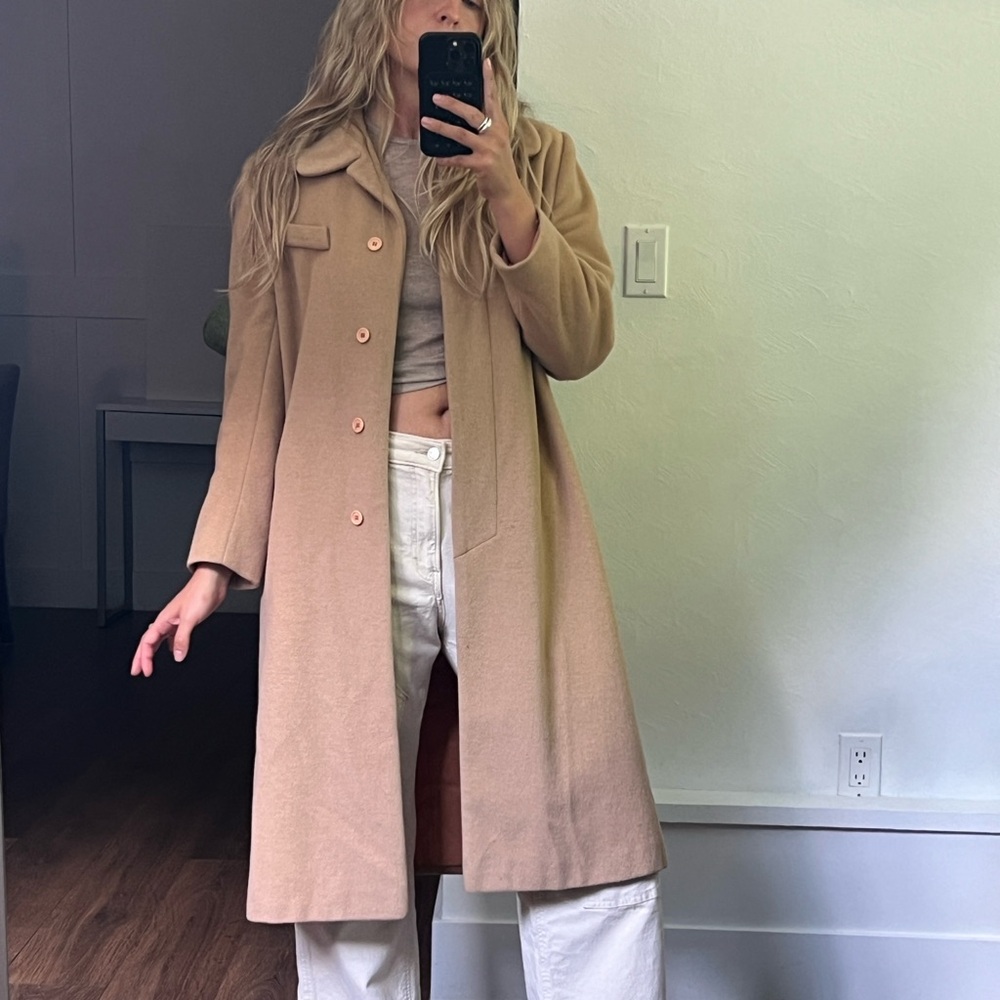 Mid calf vintage camel pea coat